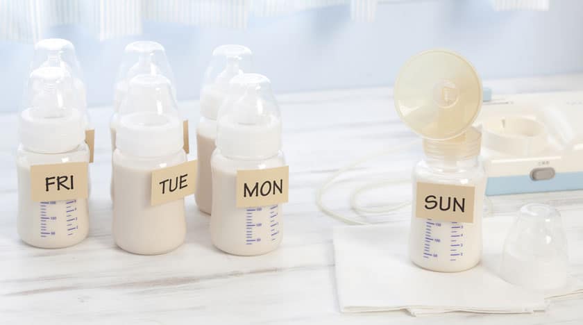 expressed milk with breast pump
